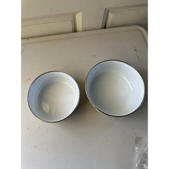 Vintage Kobe Kitchen Enamelware Tulip Tyme Metal Nesting Mixing Bowls Set - Picture 4 of 5